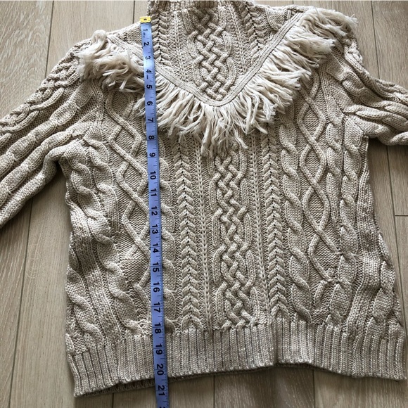Amaryllis Fringe Cable Knit Sweater in Beige - Picture 10 of 10
